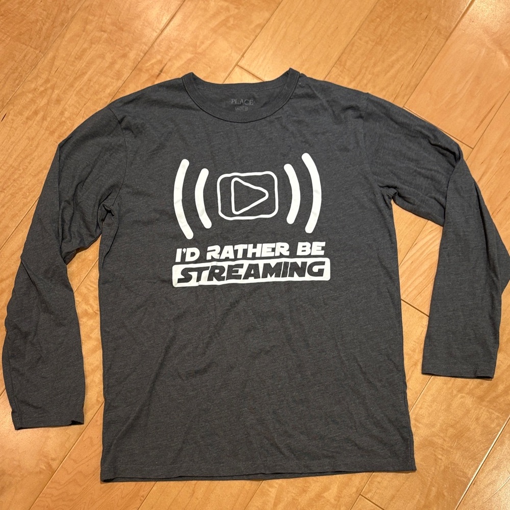 EUC Children’s Place Dark Gray Streaming Long Sleeve Shirt - size 14 (XL)